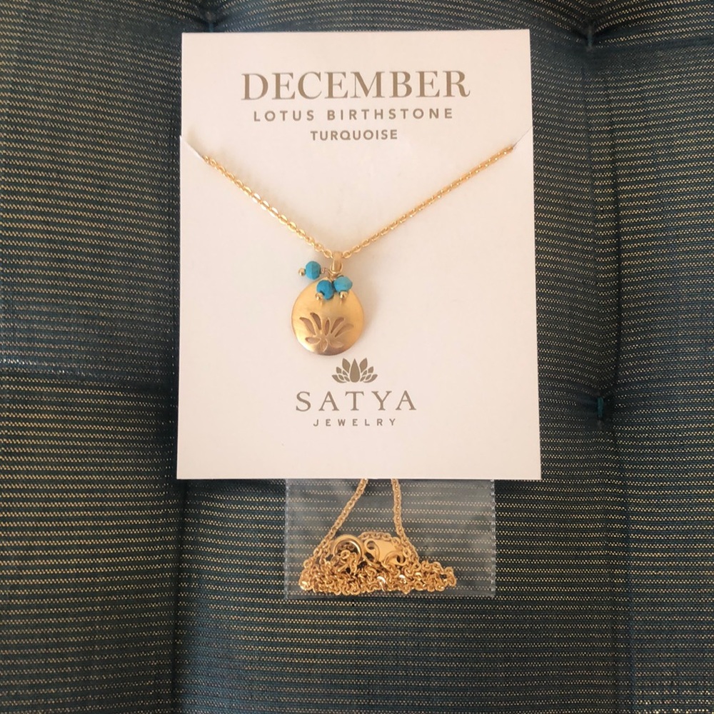 Satya Lotus Birthstone Necklace Turquoise